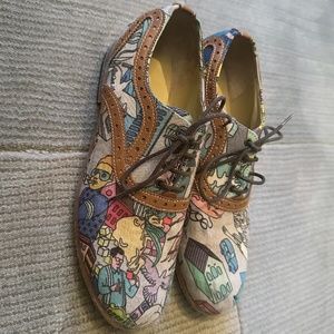 Quirky Cool Printed Brogues ( Flats - printed canvas and leather)